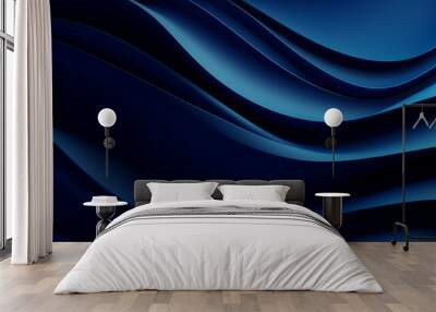 Beautiful luxury 3D modern abstract neon dark blue background composed of waves with light digital effect. Wall mural