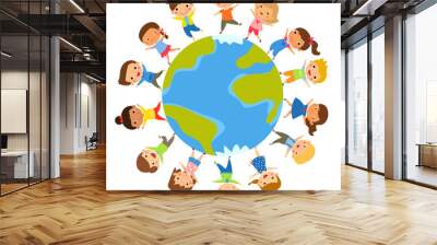 Children and globe Wall mural