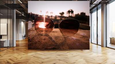 sunglasses on the beach Wall mural