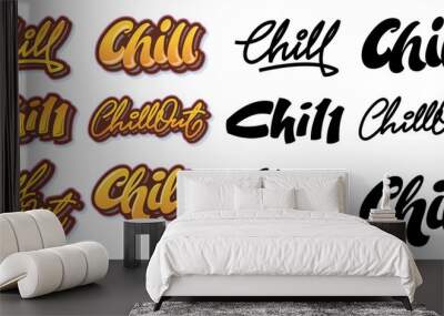 Chill lettering vectors. On the right side you can see editable vectors fully Wall mural