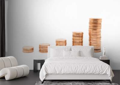 coin, bronze coin stack isolated on white background Wall mural