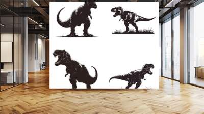 set of dinosaurs silhouettes Wall mural