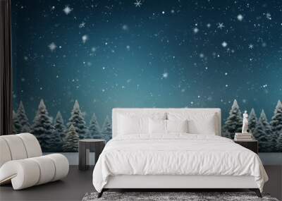 winter landscape with christmas tree Wall mural