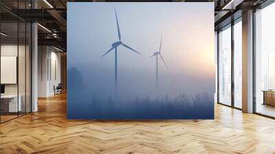 2 windmills for renewable electric fog power Wall mural