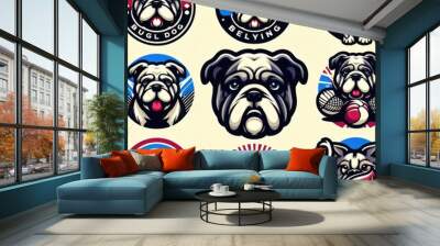 A collection of dogs logos photo lively used for printing card design illustrator. Wall mural