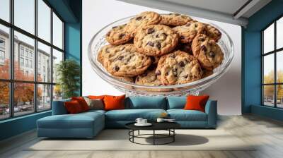 Cookies, glass dish, white background Wall mural