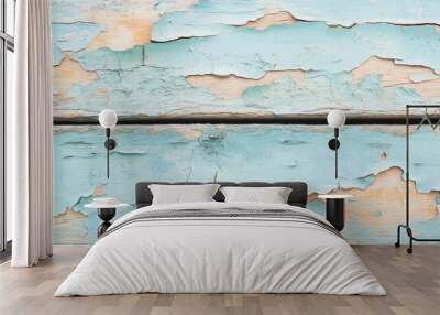 Distressed wood background with peeling paint Wall mural