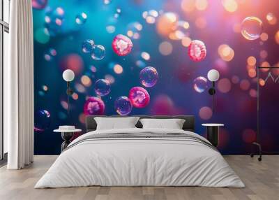 Jelly balls, bubbles, and light in underwater games. Wall mural