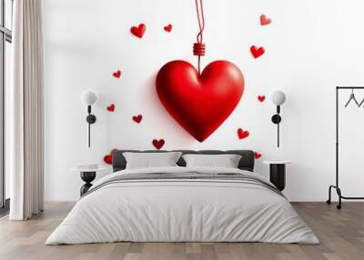 Red valentine's day heart  white background clip art heart Wall mural