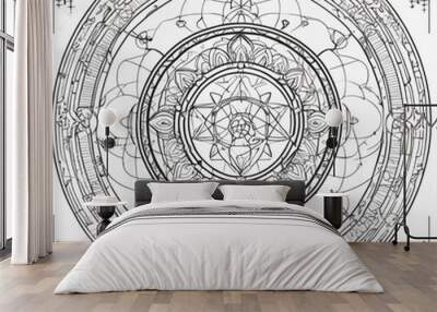 Sacred geometry symbols and elements background alchemy religi mandala  Wall mural