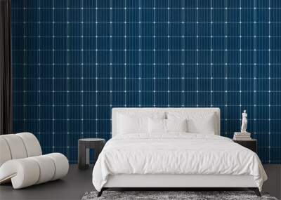 Solar panel grid seamless pattern texture wide background. Sun electric generation, blue solar phtovoltaic cell graphic resource. Alternative energy source. Wall mural