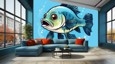 the AI Image Generator, cartoon fish underwater in the ocean sea, cute Wall mural