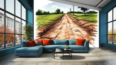 the AI Image Generator, Farmland along the river during a dry Wall mural