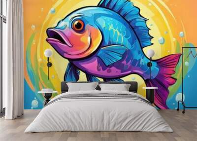 the AI Image Generator, Fish Cartoon Wall mural