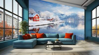 Wintry sea off Tromso, Norway Wall mural