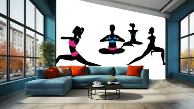 Women doing yoga group at meditation or yoga in sport clothes generative ai sports Illustration Wall mural