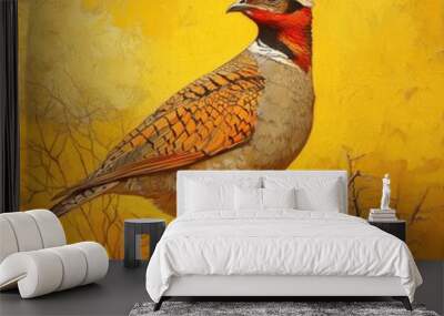 Yellow nature, Partridge. Wall mural