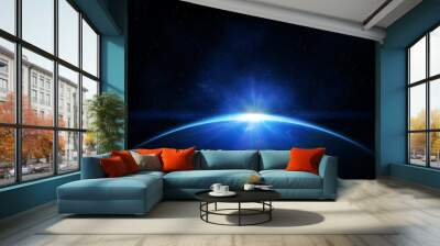 planet earth with sunrise in space Wall mural