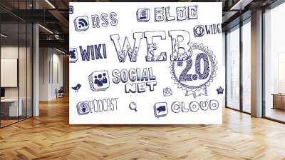 web 2.0 doodles Wall mural