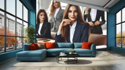 many women sitting at a table image meaning used for printing image has illustrative. Wall mural