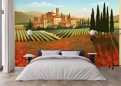 Summer Day in Tuscany, Italy. Wall mural