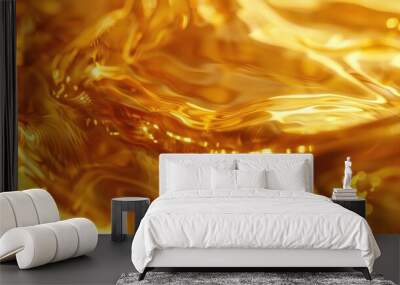 Abstract liquid gold flowing over a textured surface Wall mural