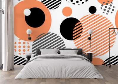 Geometric seamless pattern with circles, stripes, dots. Pattern for fashion and wallpaper. Vector illustration.
 Wall mural