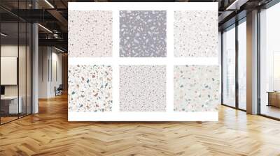 Set of granite stone terrazzo floor texture. Abstract background, seamless pattern. Vector illustration. Wall mural