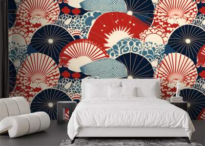 A Japanese inspired pattern based off traditional japanese shapes Wall mural