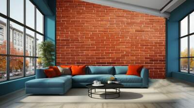 striking red brick wall, perfect for template and layout decoration.realistic isolated red brick wall background  Wall mural