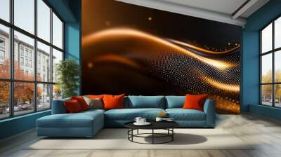  A black-and-gold backdrop features a radiant wave emanating from the image's center, accompanied by a luminous beam issuing from the top center Wall mural