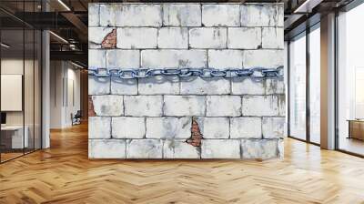  A chain connects a brick wall Wall mural