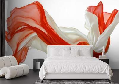  A red, white, and blue scarf flutters in the wind, its fabric billowing Wall mural