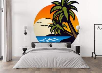 awesome beach sea logo design Wall mural