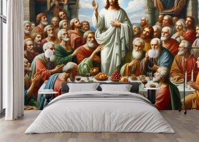 Celebration of Easter Jesus with the 12 Apostles Wall mural