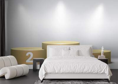 Blank winners podium with spotlights. Pedestal. Vector illustration. Wall mural