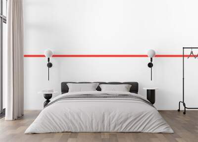 A long double-headed red arrow – Straight thin line arrow isolated on transparent background Wall mural