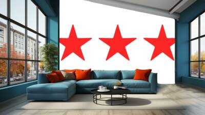 Five red flat stars for product ratings in apps and websites Wall mural