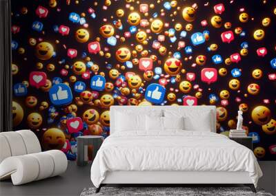 background with social media icons Wall mural