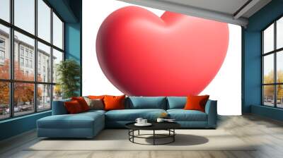 3D red heart isolated on white background. 3d rendering of a velvety heart Wall mural