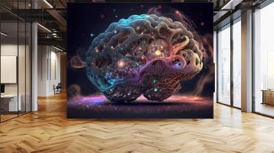 An abstract concept of a colorful brain exploding with ideas Wall mural