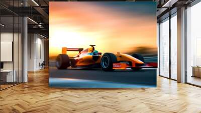 Formula 1 racing in high speed with motion blur Wall mural