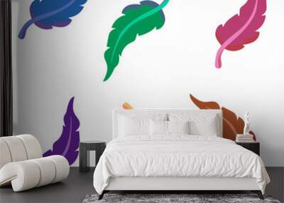 Plumas de diferentes colores con sombras Wall mural