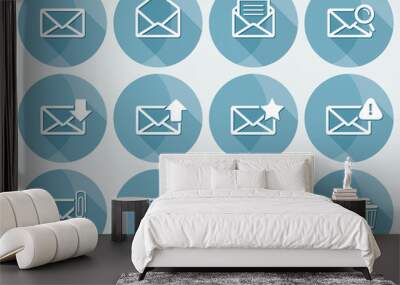 Email icon set Wall mural