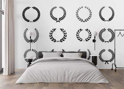 Set of wreaths: wheat circular laurel heraldry reward achievement leaf nobility laurel wreath Wall mural