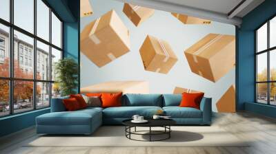 Cardboard boxes, illustration Wall mural