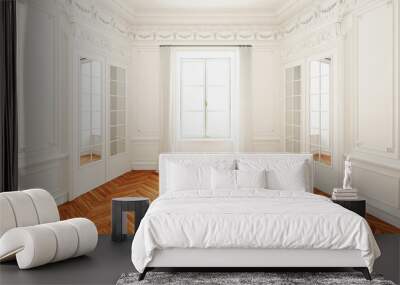 Classic wall interior and modern frame with parquet, empty room, 3d rendering Wall mural