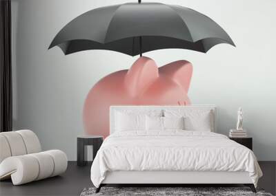 Pink piggy bank, savings concept. 3d rendering Wall mural