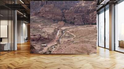 Aerial view of tombs and ruins in Petra Jordan Wall mural