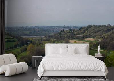 High angle shot of a beautiful scenery of the Franciacorta region in Italy Wall mural